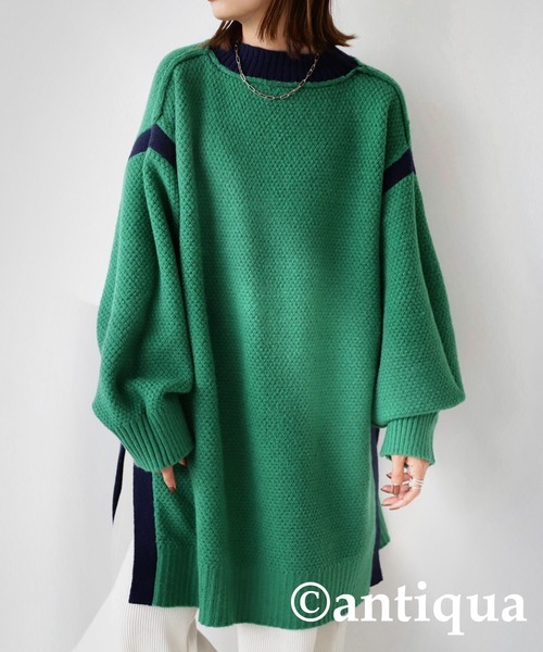 「antiqua」 長袖ニット FREE グリーン レディース拍卖