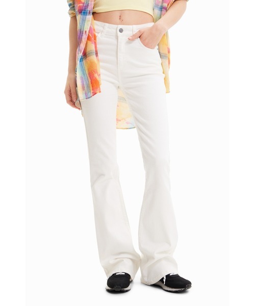 「Desigual」 ブーツカットデニムパンツ 36 ホワイト レディース拍卖