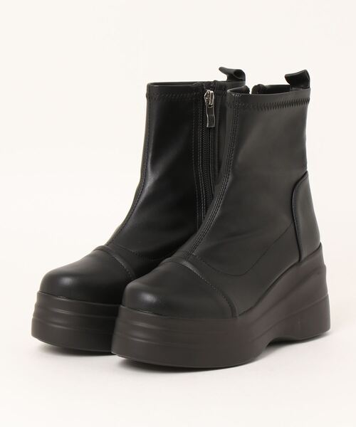 「YOSUKE」 ショートブーツ L ブラック レディース拍卖