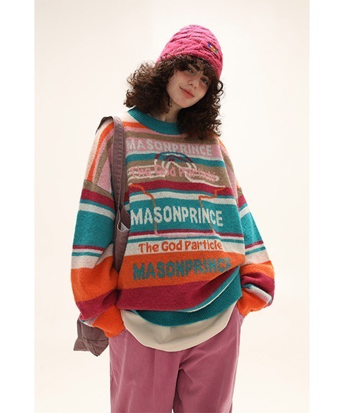 「MASONPRINCE」 長袖ニット X-LARGE ライトブルー メンズ拍卖