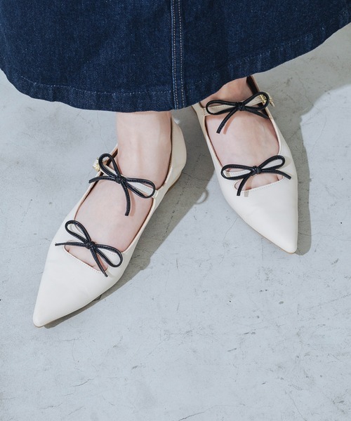 「EVOL」 フラットパンプス 24.0cm アイボリー レディース拍卖