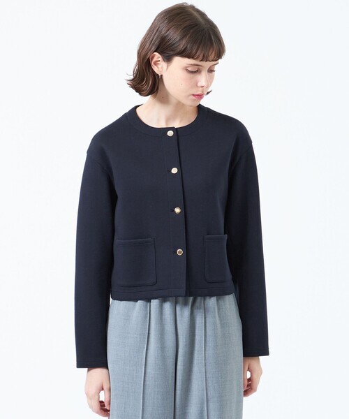 「MACKINTOSH PHILOSOPHY」 ノーカラージャケット 34 ダークネイビー レディース拍卖