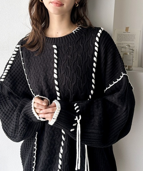 「classicalelf」 長袖ニット MEDIUM ブラック レディース拍卖