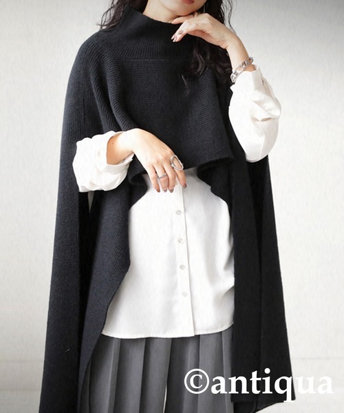 「antiqua」 「patterntorso」7分袖ニット FREE ブラック レディース拍卖