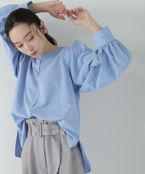 「NATURAL BEAUTY BASIC」 長袖ブラウス SMALL ブルー レディース拍卖