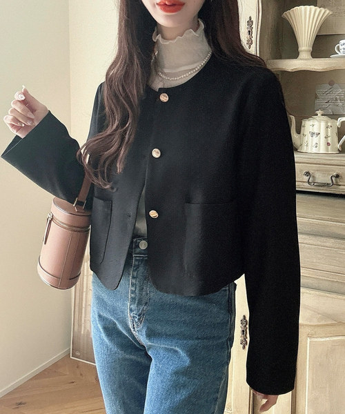 「Meiru」 ノーカラージャケット SMALL ブラック レディース拍卖