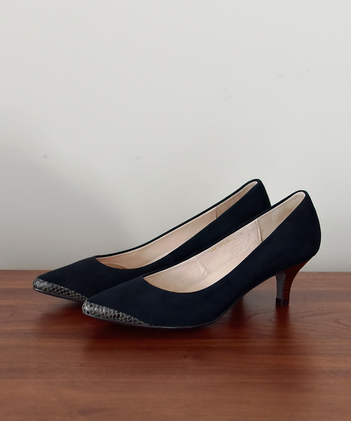 「PICHE ABAHOUSE」 パンプス 38 ネイビー レディース拍卖