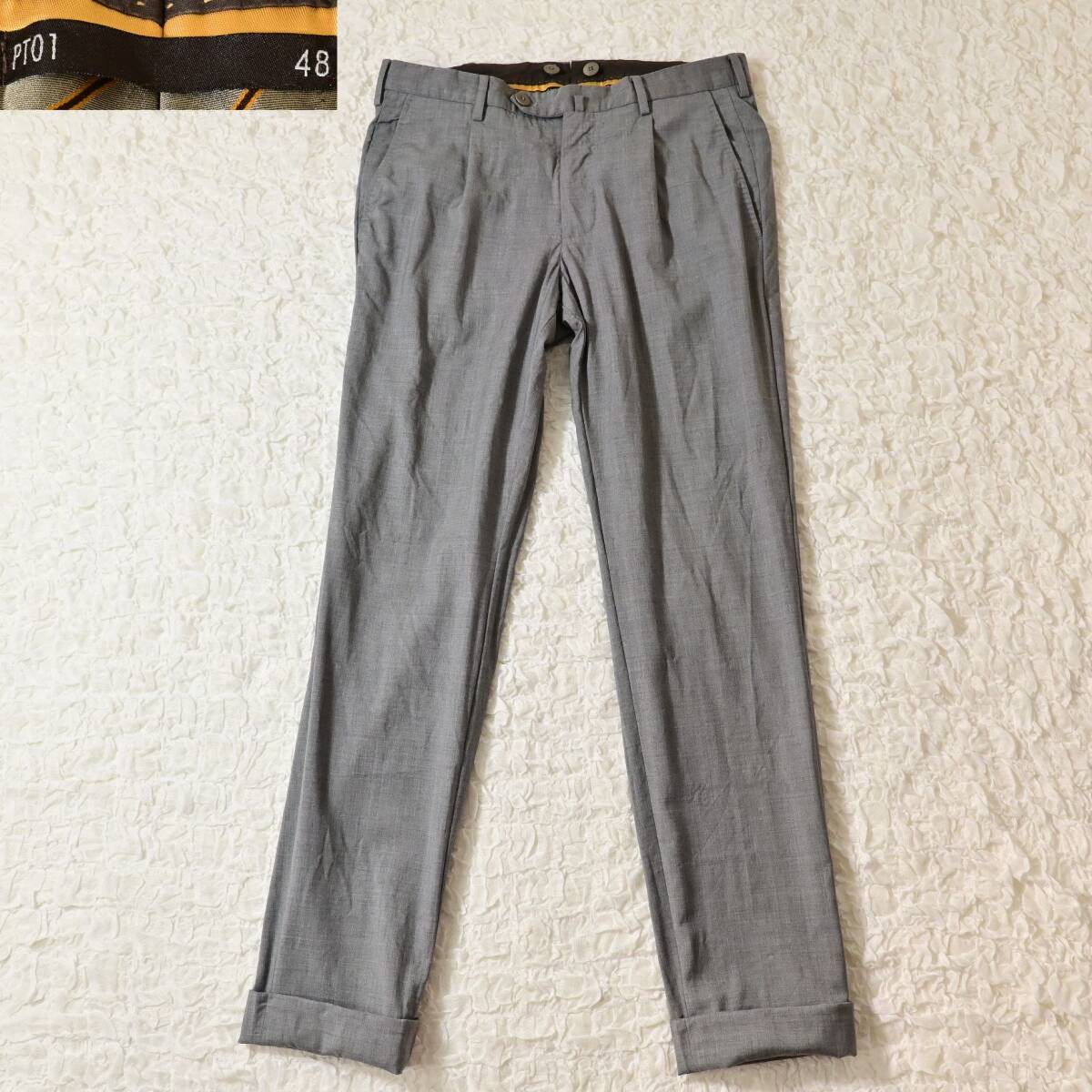 Size 48 PT01 グレー 薄手 パンツ スラックス サスペンダー仕様拍卖