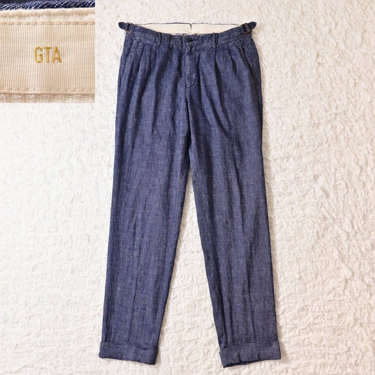 Size 46 GTA ジーティーアー 麻混 デニム風 パンツ拍卖