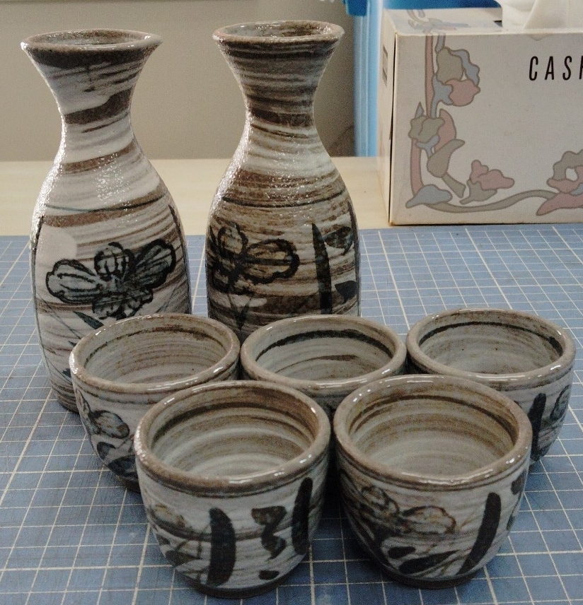 【お猪口 徳利 酒器セット 5客セット①】陶磁器 酒器揃 アルコール用品 おちょこ 陶器 天狗窯 工芸品【B8-2④】1030拍卖