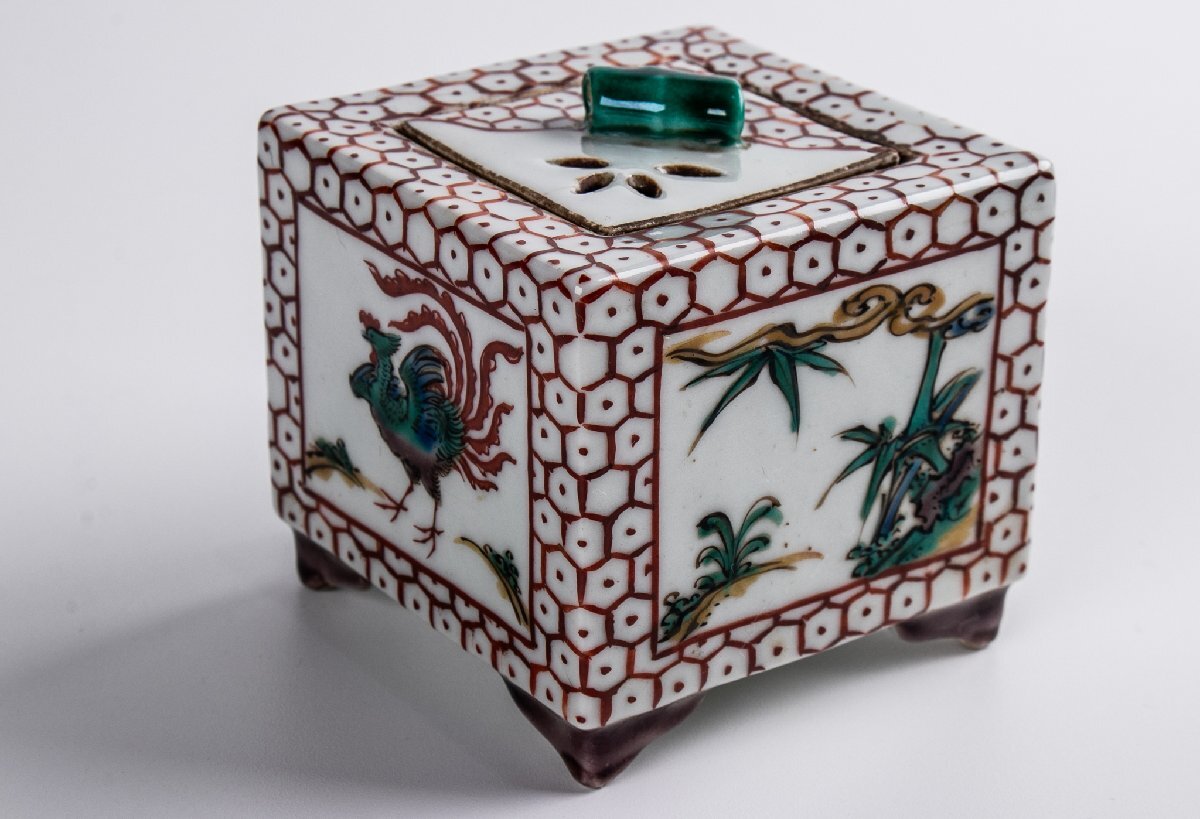 【うつわ】須田菁華 古九谷香炉 共箱 F015 茶道具 古美術 骨董 古玩 日本料理 懐石 料亭拍卖