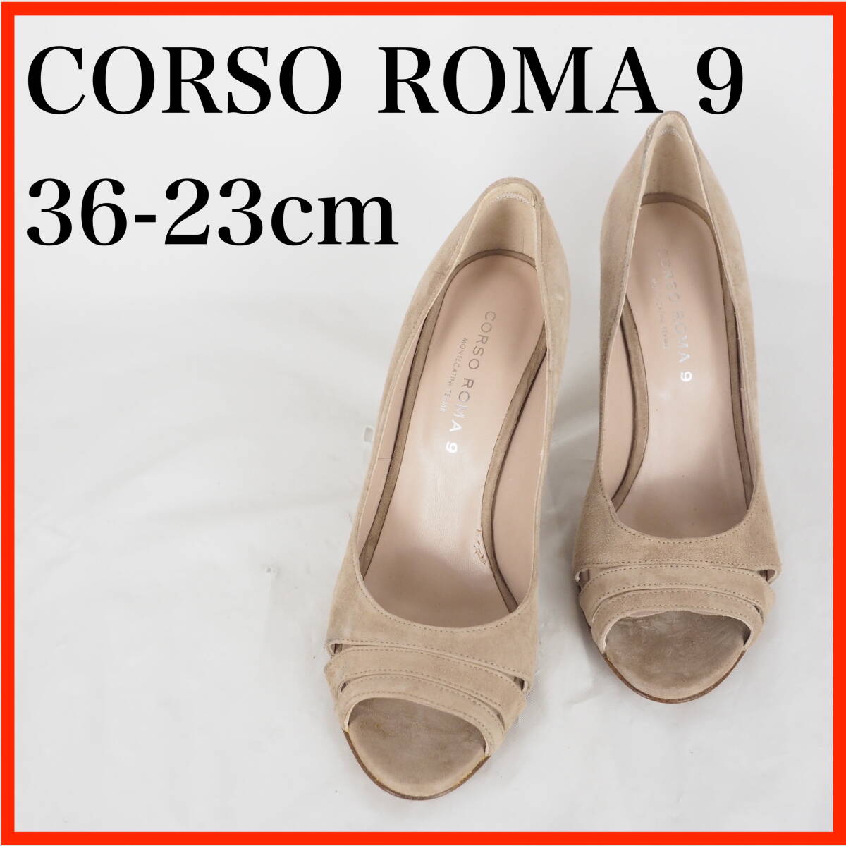 OK6120*CORSO ROMA 9*コルソローマ9*レディースオープントゥパンプス*36-23cm*ベージュ拍卖