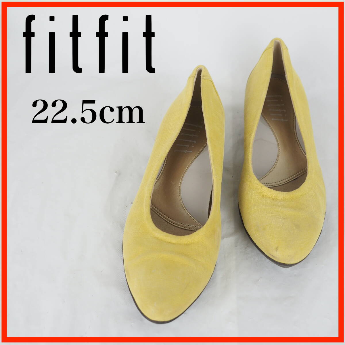 OK6187*fitfit*フィットフィット*レディースパンプス*22.5cm*イエロー系拍卖