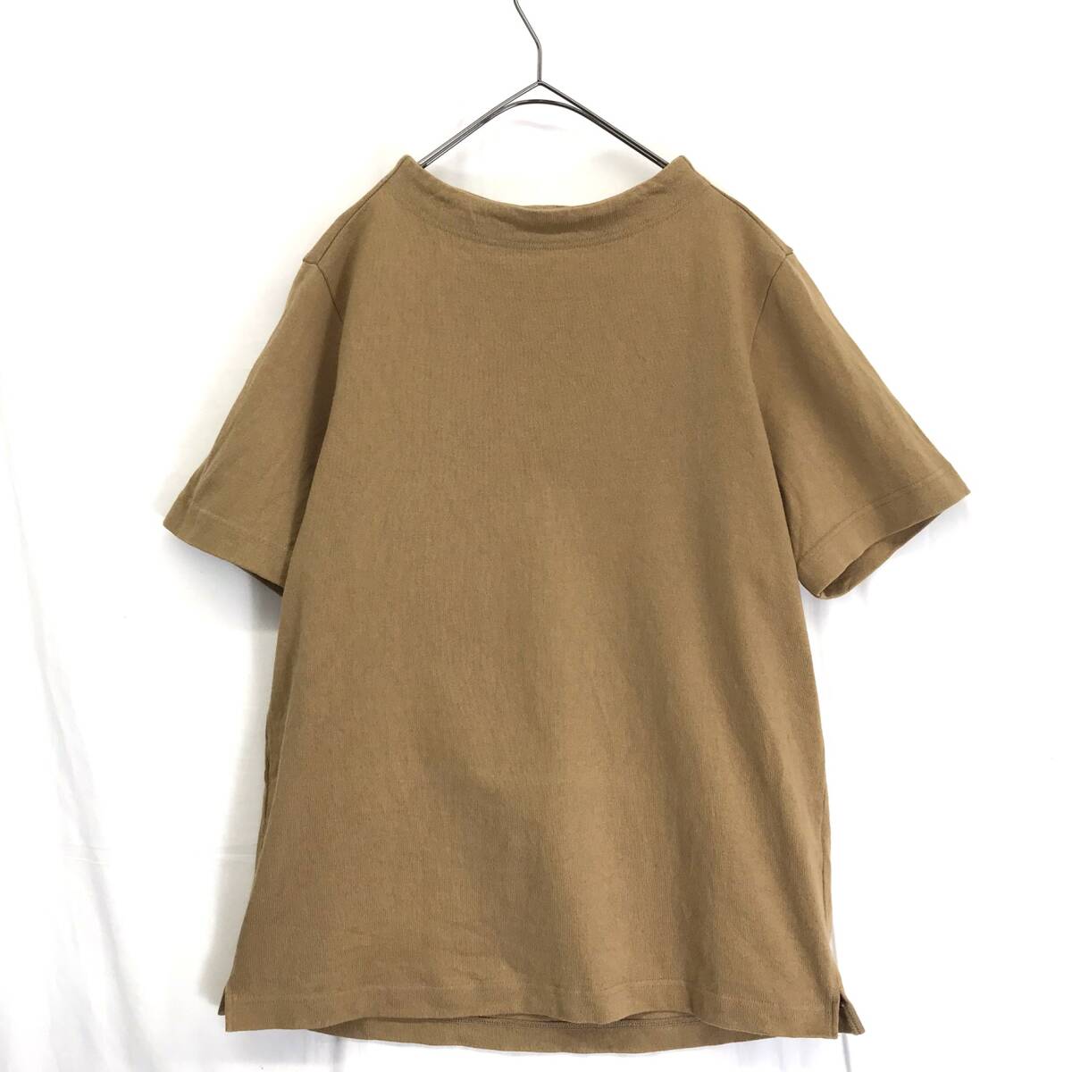 KZ1013★nisica : 定番 ガンジーネックカットソー★2★ブラウン 厚手 半袖 コットン ニシカ拍卖