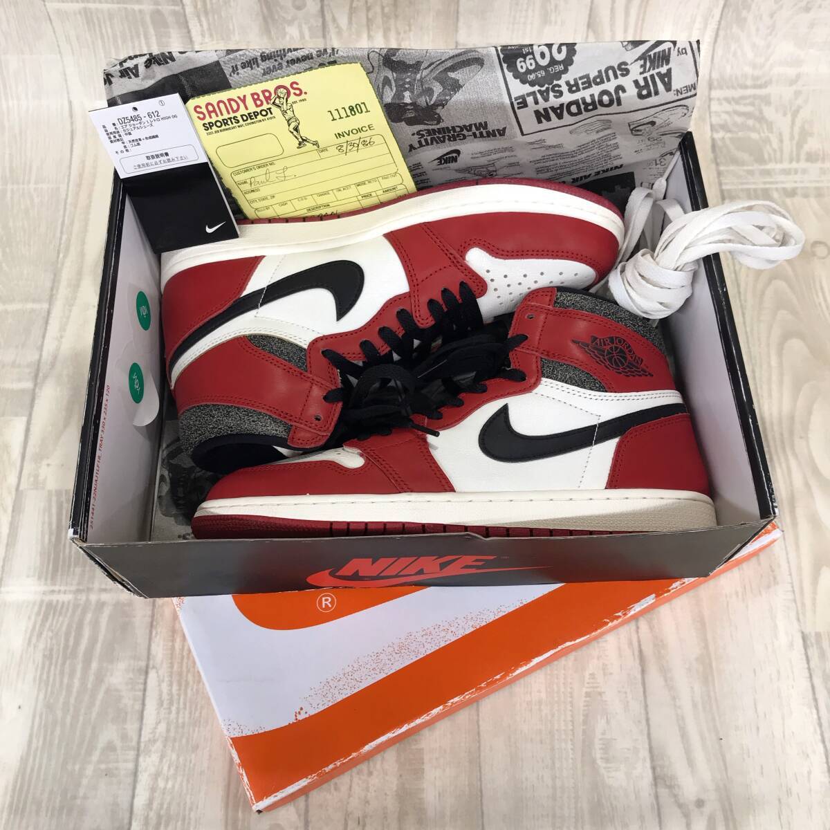 KZ1536★NIKE : Air Jordan 1 High OG Lost & Found/Chicago DZ5485-612★27.5★箱・付属付き スニーカー拍卖