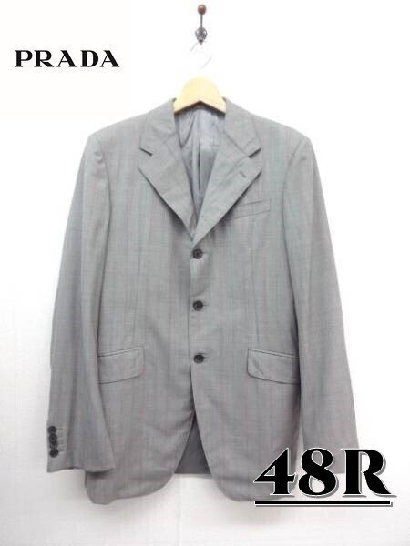HZ1860★国内正規品 PRADA テーラードジャケット★48R★グレー拍卖