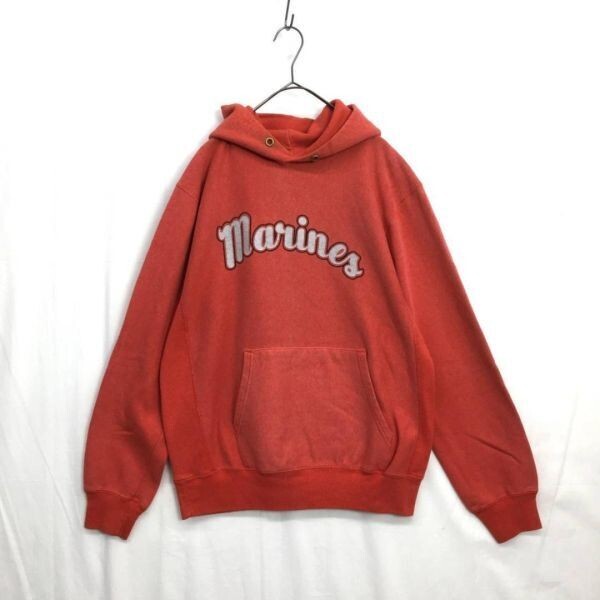 KZ7319★Champion : 80's トリコタグ 2トーン リバースウィーブスウェットプルオーバーパーカー★M★赤/ピンク系 USA製 ヴィンテージ拍卖