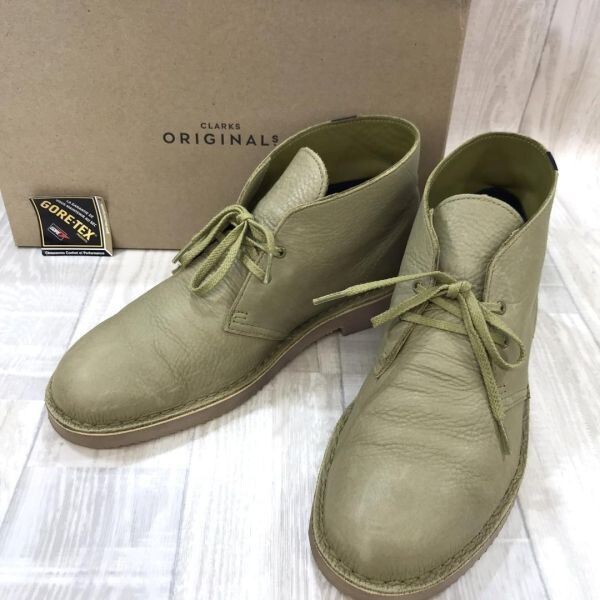 KZ1141★Clarks : Desert Boot GTX★UK9.5★KHAKI LEATHER GORE-TEX クラークス デザートブーツ ゴアテックス拍卖