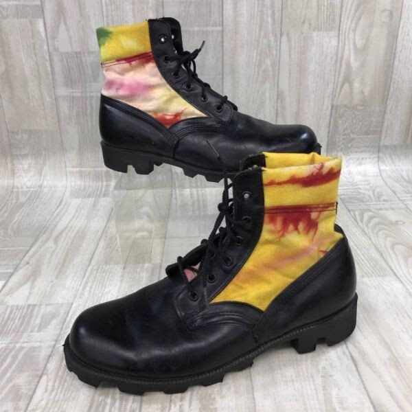KZ1332★C.B.TRASH : 90's ヴィンテージリメイク ミリタリーブーツ★US9★黒/タイダイ染め USA 米軍 コンバット ジャングルブーツ US.ARMY拍卖