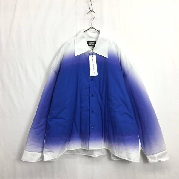 KZ7833★Liberal Youth Ministry: Printed Light Puffer Overshirt★L★白/ブルー系 定価¥53350-グラデーション ライトパフオーバーシャツ拍卖