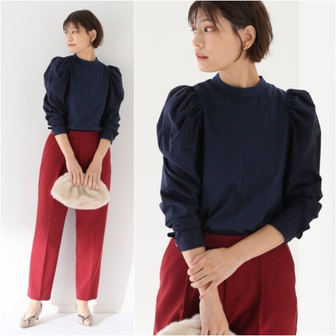 秋物★美品★Spick & Span ギャザーショルダープルオーバー 定価10,780円 ネイビー 紺 スピック&スパン 春 秋 冬拍卖