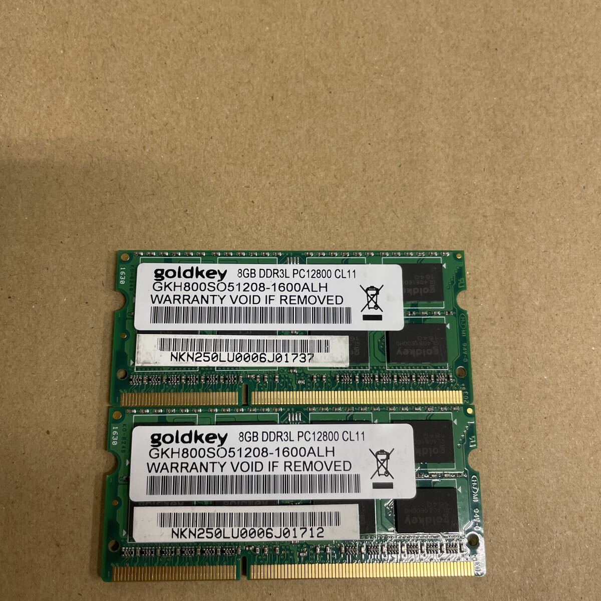 へ57 goldkey ノートPCメモリ 8GB DDR3L-PC12800 2枚 拍卖