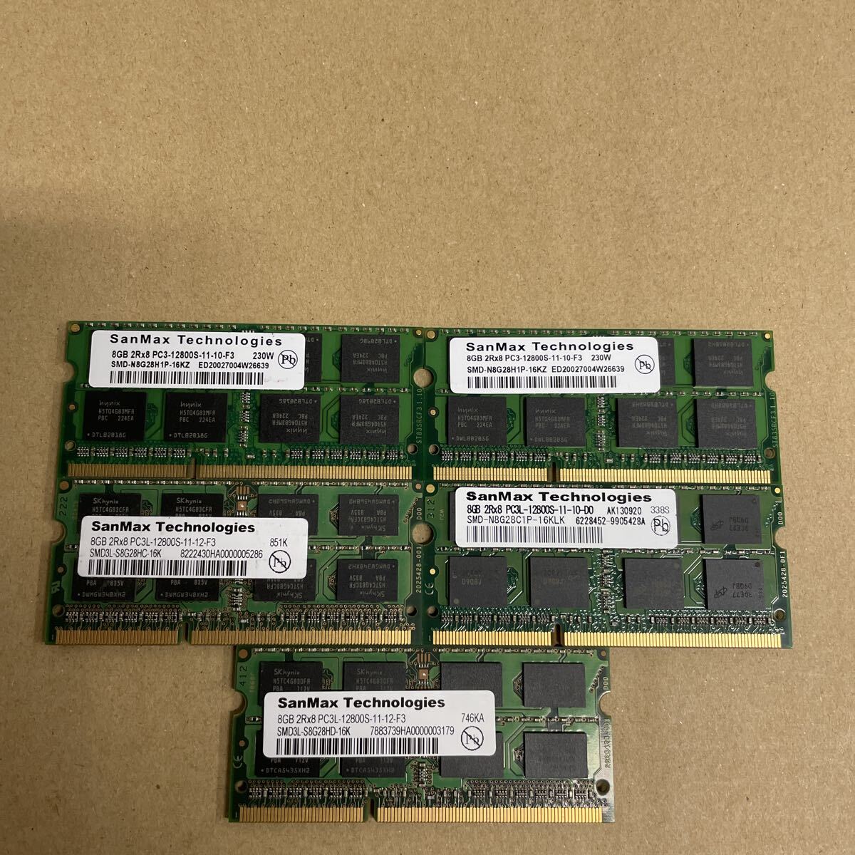 へ61 SanMax ノートPCメモリ 8GB 2Rx8 PC3L-12800S 5枚拍卖