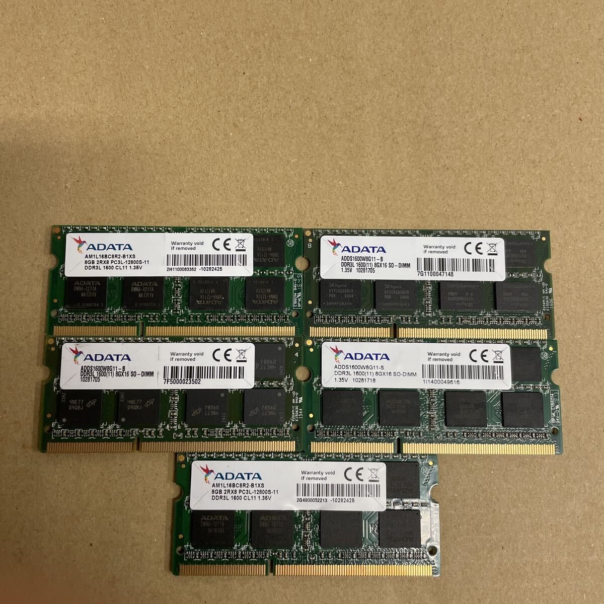 へ62 ADATA ノートPCメモリ 8GB 2Rx8 PC3L-12800S 5枚拍卖