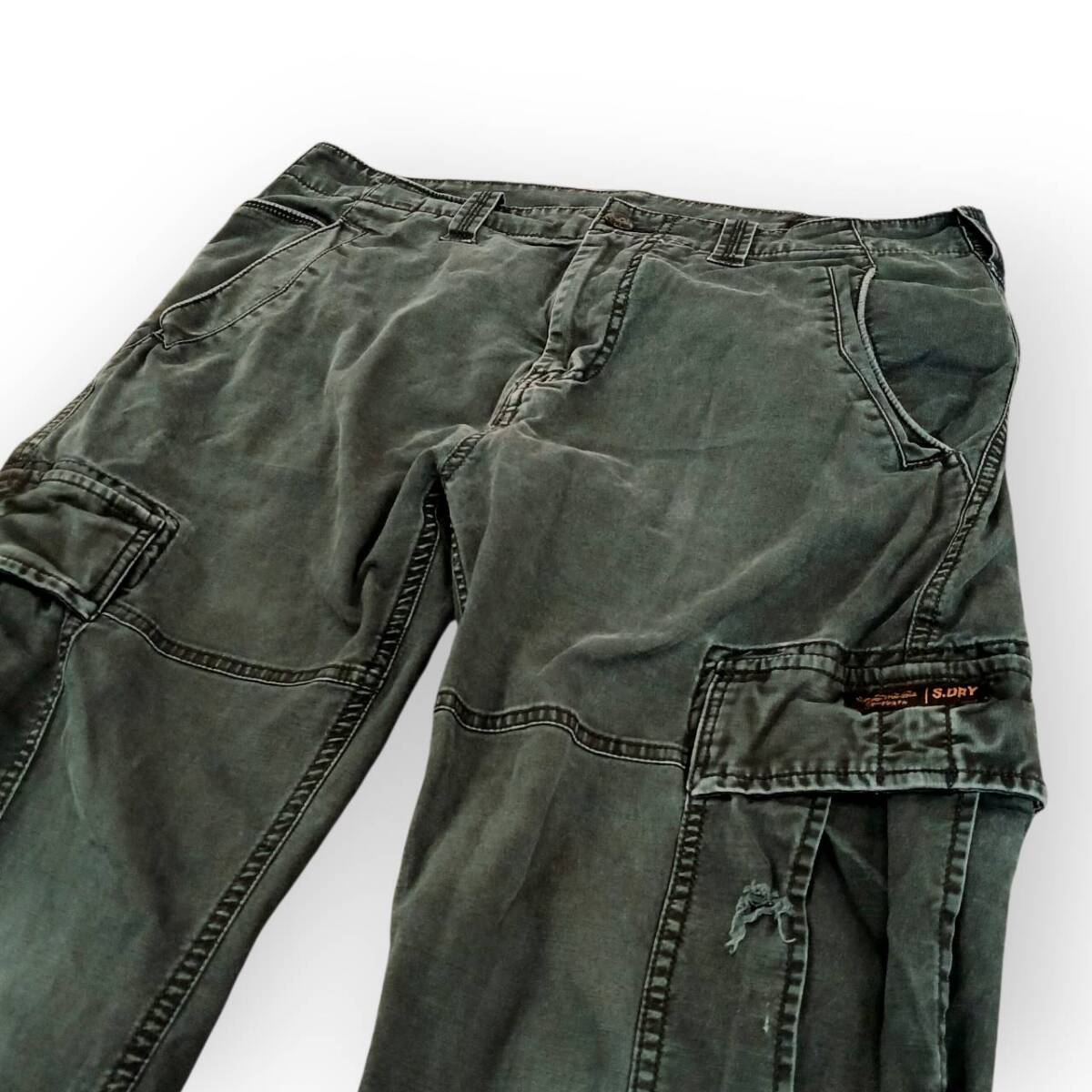 33W34L SUPERDRY カーゴパンツ 冒険魂 Garment & Goods Company モスグリーン オリーブ bm0819拍卖