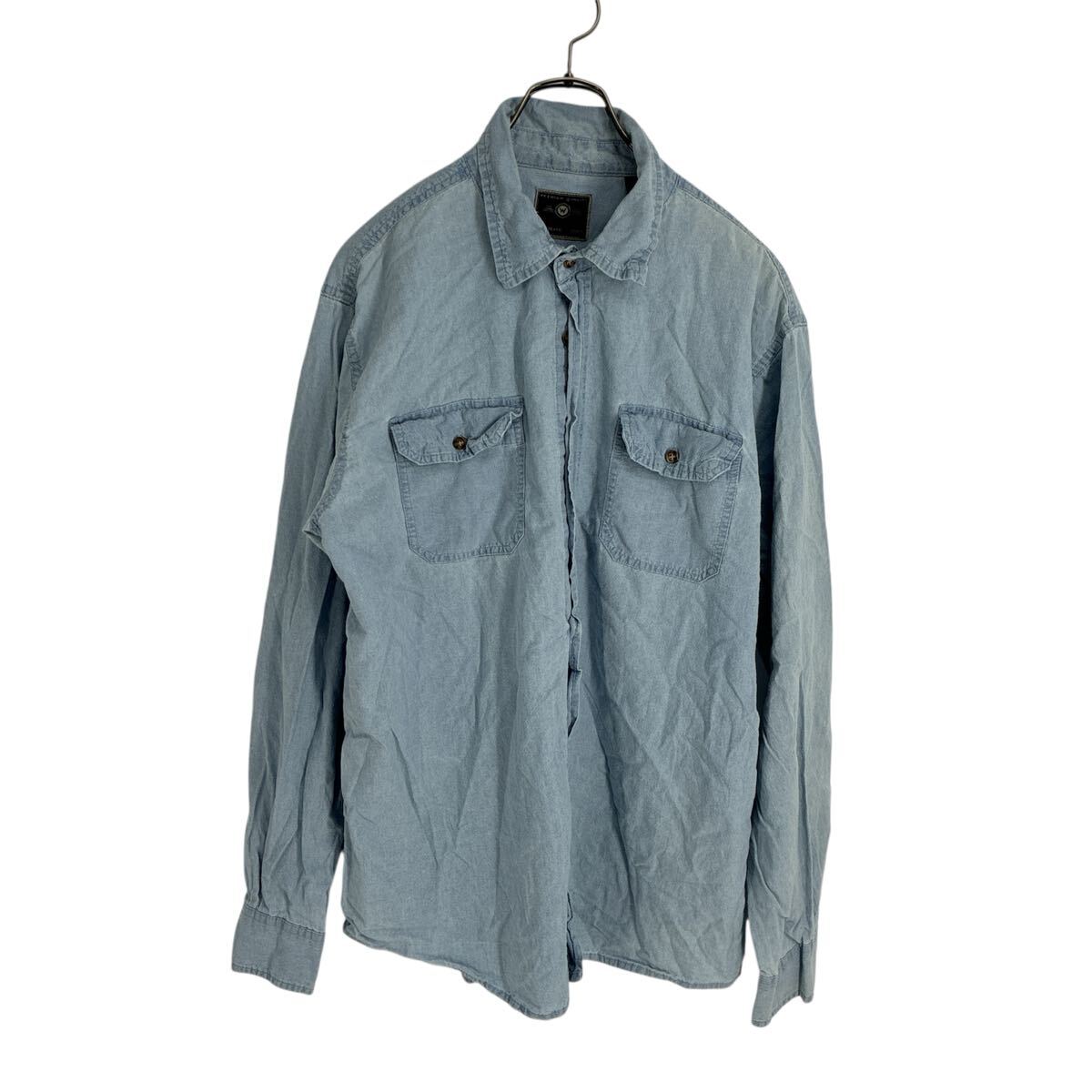サイズL Wrangler シャツ デニム ライトブルー 長袖 古着 sh0988拍卖