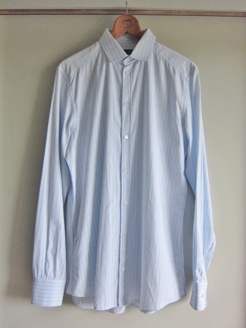 ブランド DOLCE&GABBANA シャツ 41/16 綿100% 長袖 Yシャツ MADE IN ITALY ドルチェ&ガッバーナ メンズ 綺麗め Brand shirt ブルー 特得拍卖