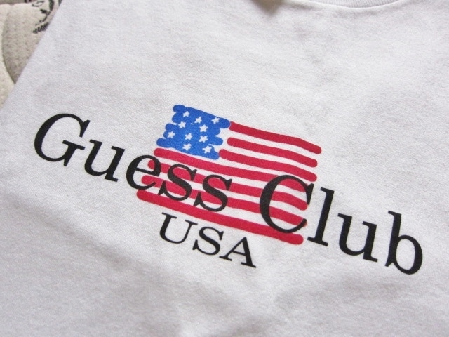 新品 Guess Club USA Tシャツ Made in USA 未使用 ブランドTシャツ L 美品 Brand ゲス メンズ T-shirt 白 しっかり素材 レアTシャツ 得 特拍卖
