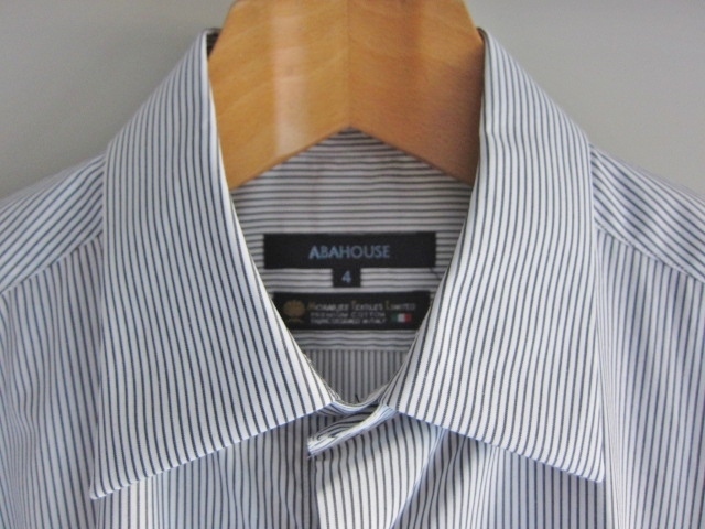 綺麗め メンズ ABA HOUSE シャツ 4(41) PREMIUM COTTON Yシャツ 日本製 FABRIC DESIGNED IN ITALY 長袖 美品 ブランドシャツ アバハウス 拍卖