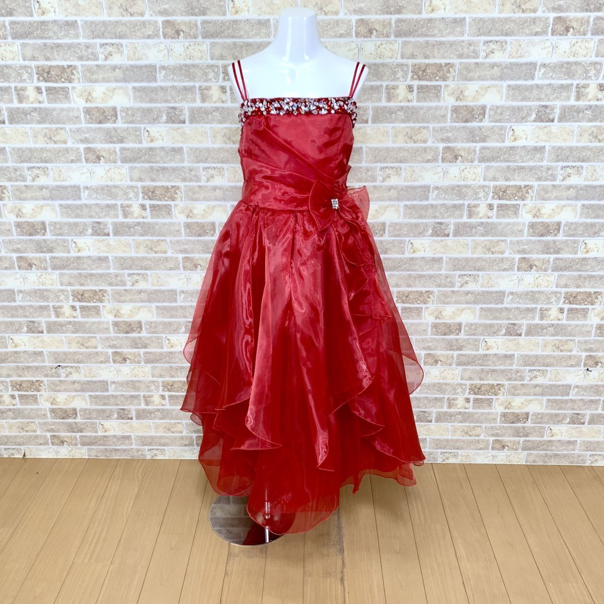 子供ドレス JOY KIDS USA ワンピース 10 赤系光沢 カラードレス 発表会 イベント 中古14995拍卖