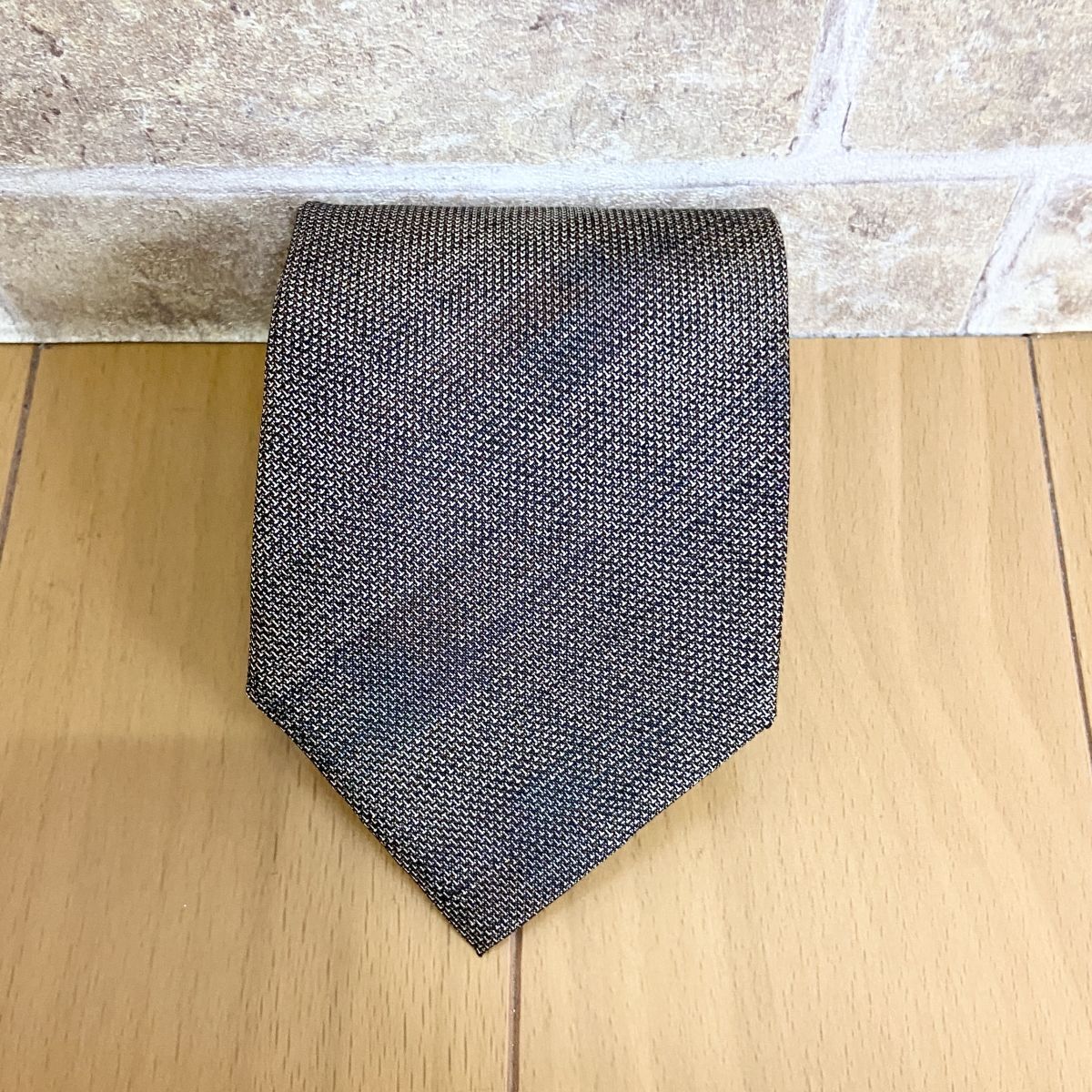 1円 メンズネクタイ 【ネコポス可】 大島つむぎ 茶系 フォーマル 中古12216拍卖