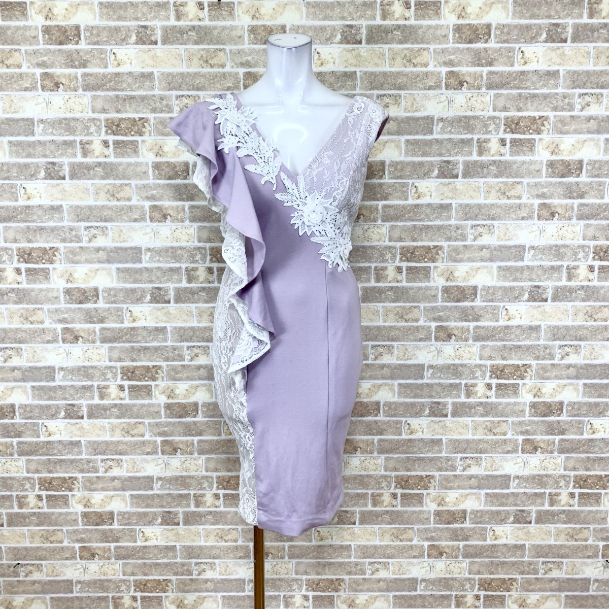 1円 ドレス JEAN MACLEAN ミニドレス 薄紫系 カラードレス キャバドレ 発表会 イベント  中古15824拍卖