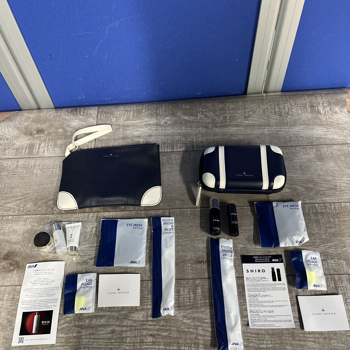 ANA ビジネスクラス アメニティポーチ GLOBE TROTTER2種類 トラベルポーチ拍卖