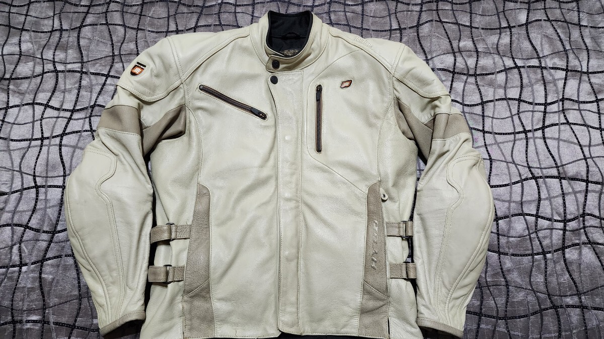 【生産終了M】HYOD レザージャケット ツーリズム アイボリー TOURISM バイク ライディング ライダース 三点パッド付き拍卖