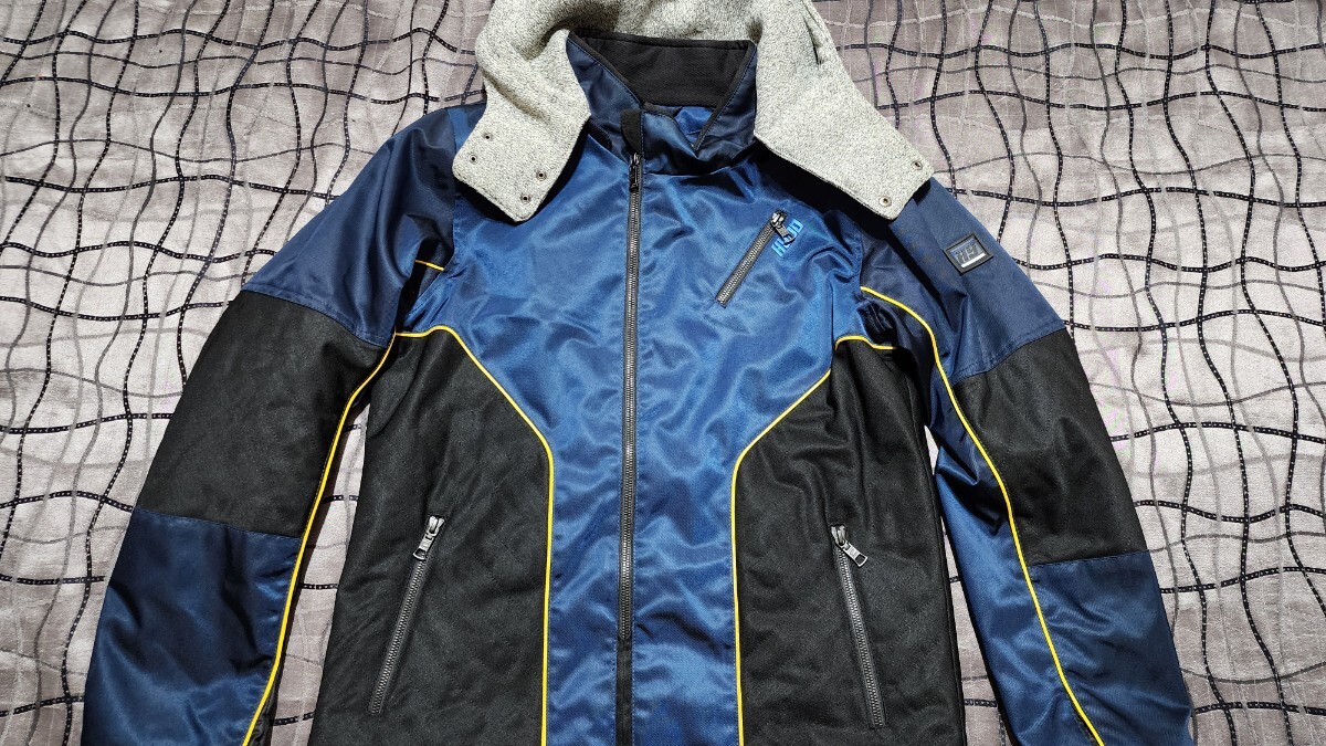 【良色L】HYOD ウィンターパーカー プロテクターポケット付 ブルー バイク ライディング ライダース フード取り外し可能拍卖