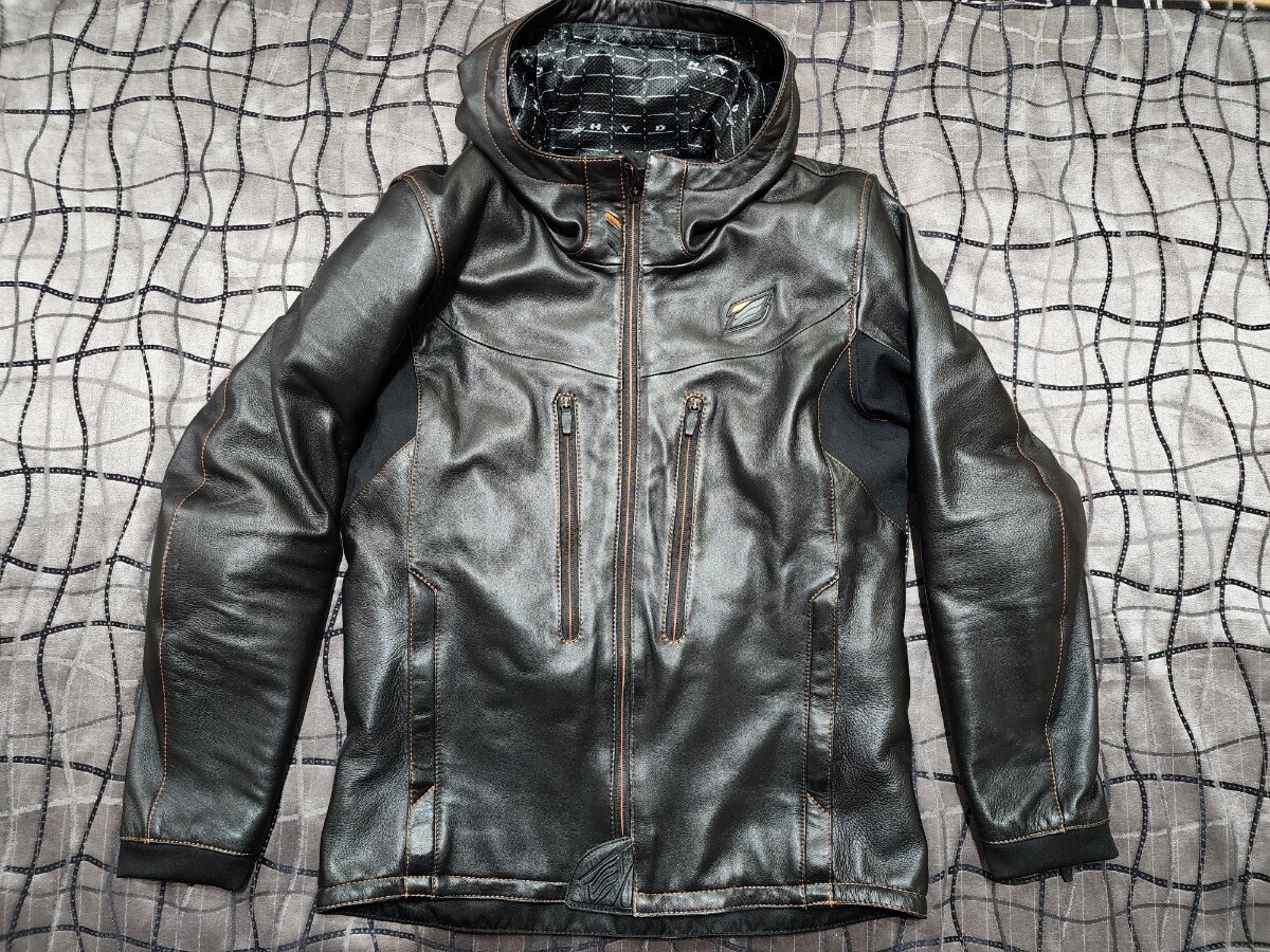 【新型 美品L】HYOD シープレザージャケット HSL203D ST-X LEATHERPAVISE D3O 三点パッド バイク ライディング セルティス系 パーカー拍卖