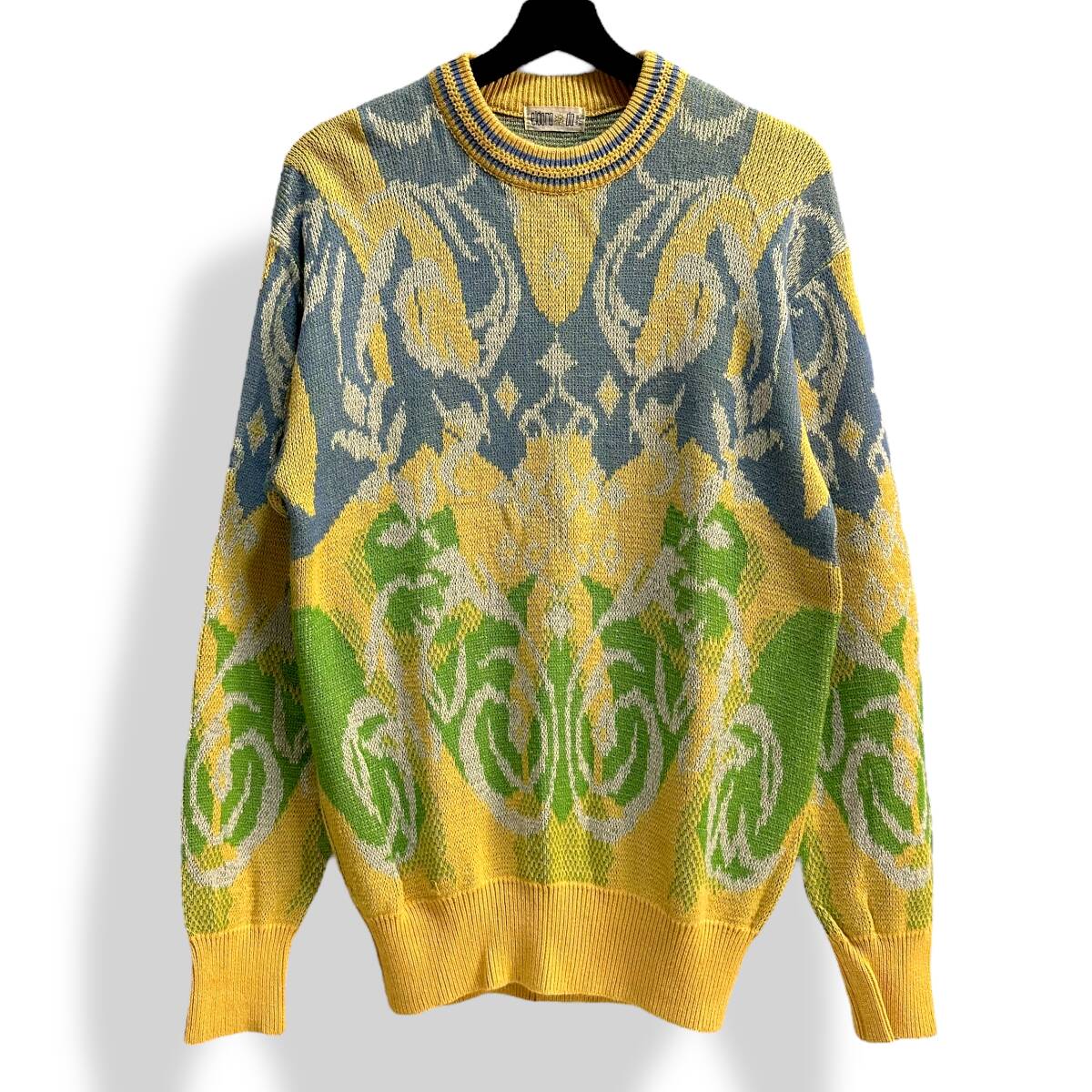 レア 貴重【eldora do】VINTAGE 80s 90s 総柄 ラメ糸 ビンテージクルーネックニット 個性派 派手ニット 日本製拍卖