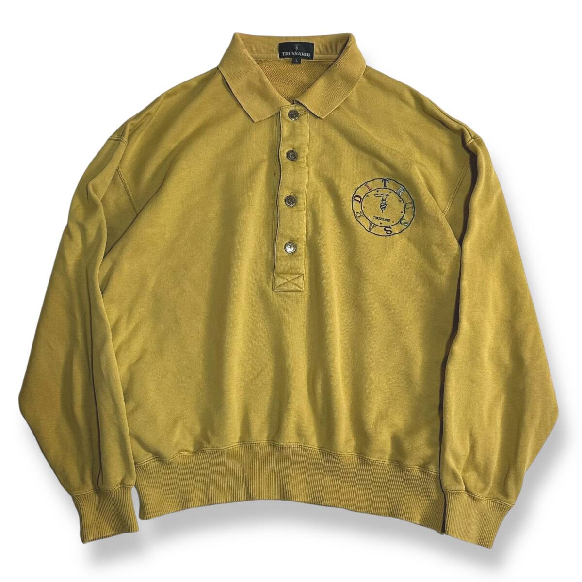 レア【TRUSSARDI】90s VINTAGE オールドトラサルディ 刺繍デザイン ビンテージスウェットポロ 古着ミックス拍卖