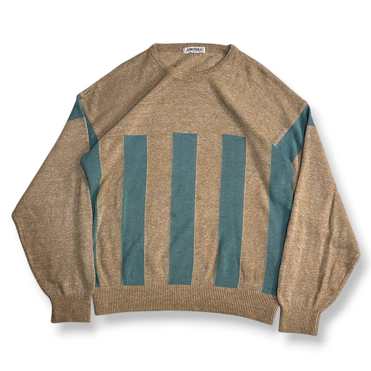 レア 貴重【JOHNBULL】70s~80s VINTAGE オールドジョンブル ビンテージクルーネックニット レトロ古着 レナウン期拍卖