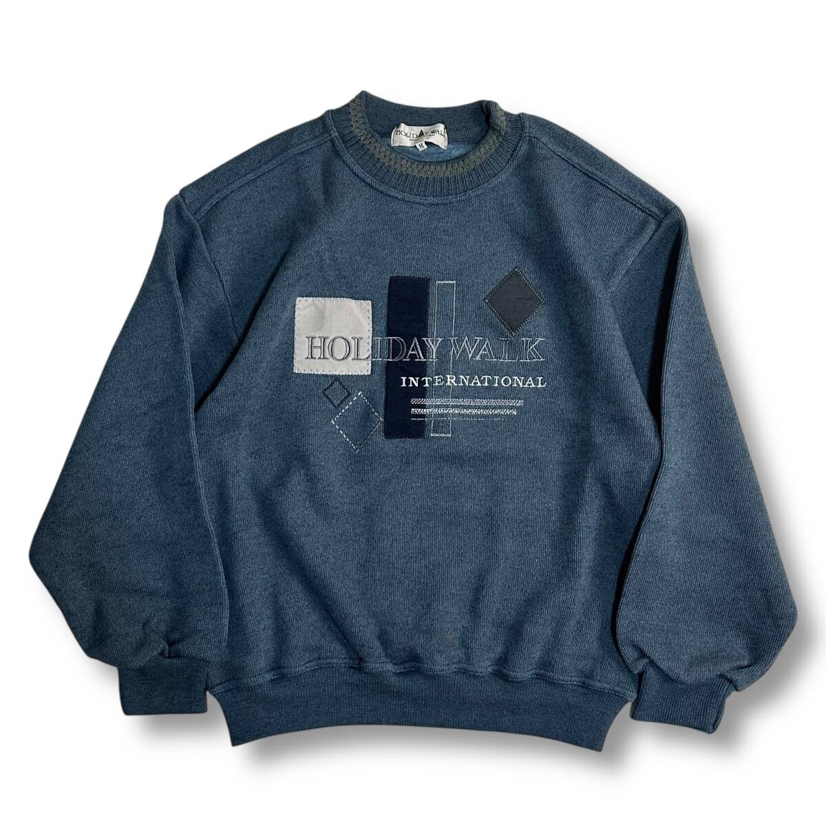 美品【HOLIDAY WALK】90s VINTAGE 刺繍 ビンテージクルーネックニットスウェット 古着 オールド 日本製拍卖