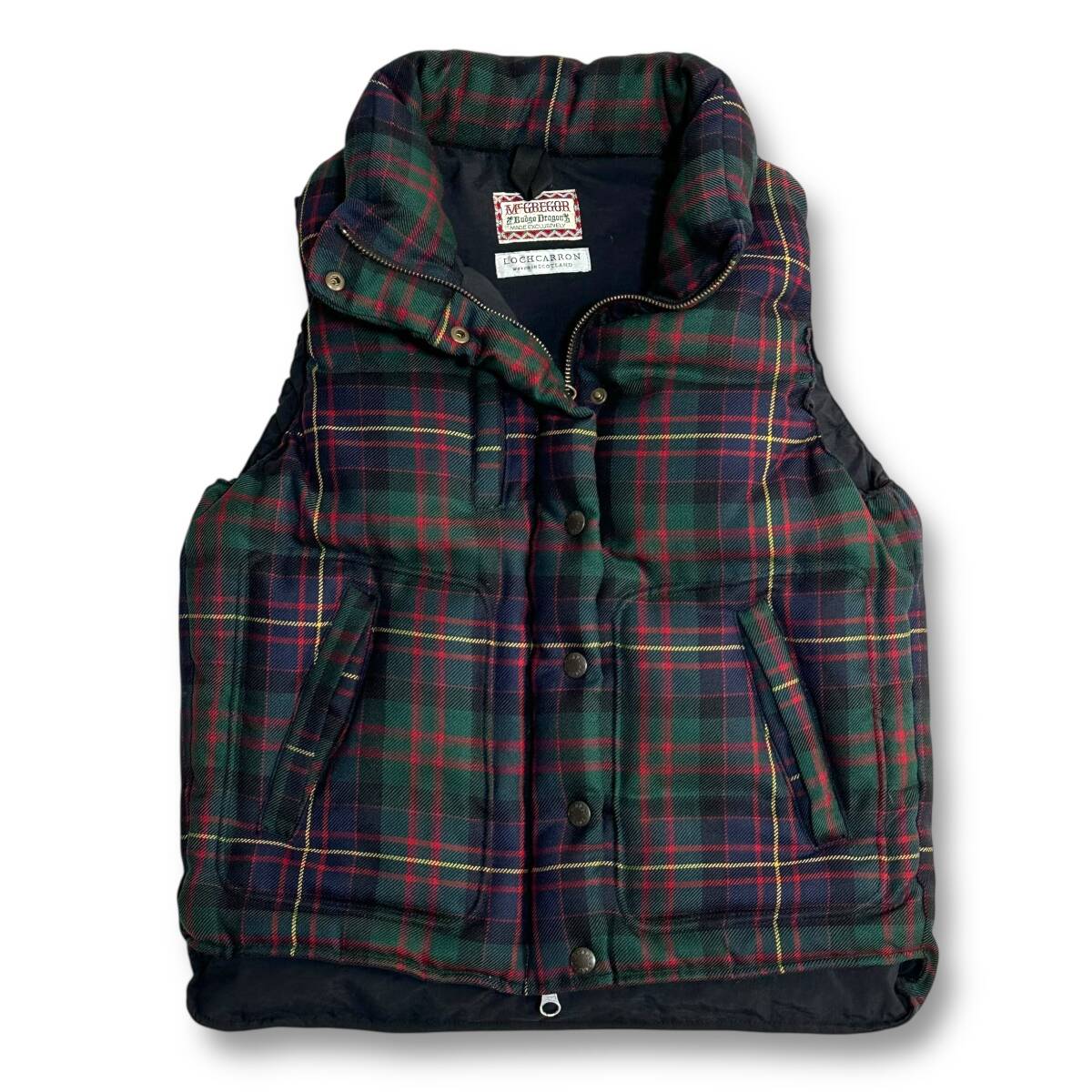 美品【McGREGOR Budge Dragon】Lochcarron タータンチェック ダウンベスト マックレガーバッジドラゴン アメカジ拍卖