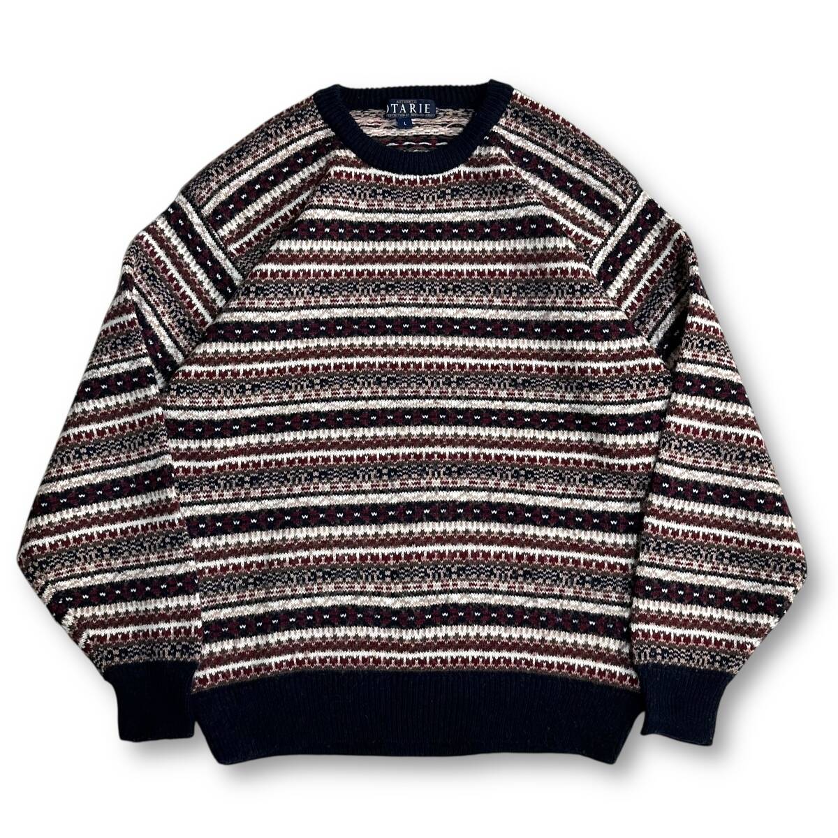 貴重【OTARIE】90s VINTAGE ビンテージ フェアアイル クルーネックニット アクリル100% オールド レトロ古着 古着ミックス拍卖