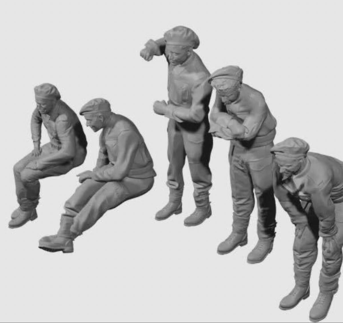 1/72 レジンキット 未塗装 WWⅡ カナダ軍 戦車兵セット 5体 兵士フィギュア 250816拍卖