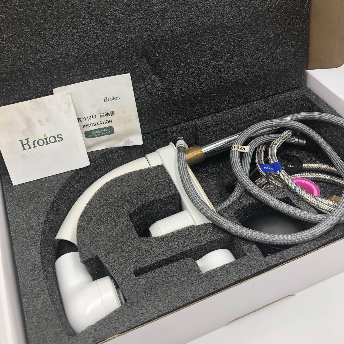 Kroias 洗面台蛇口 洗面水栓 混合水栓 シングルレバー ホース引き出し式 /Y31795-H1拍卖