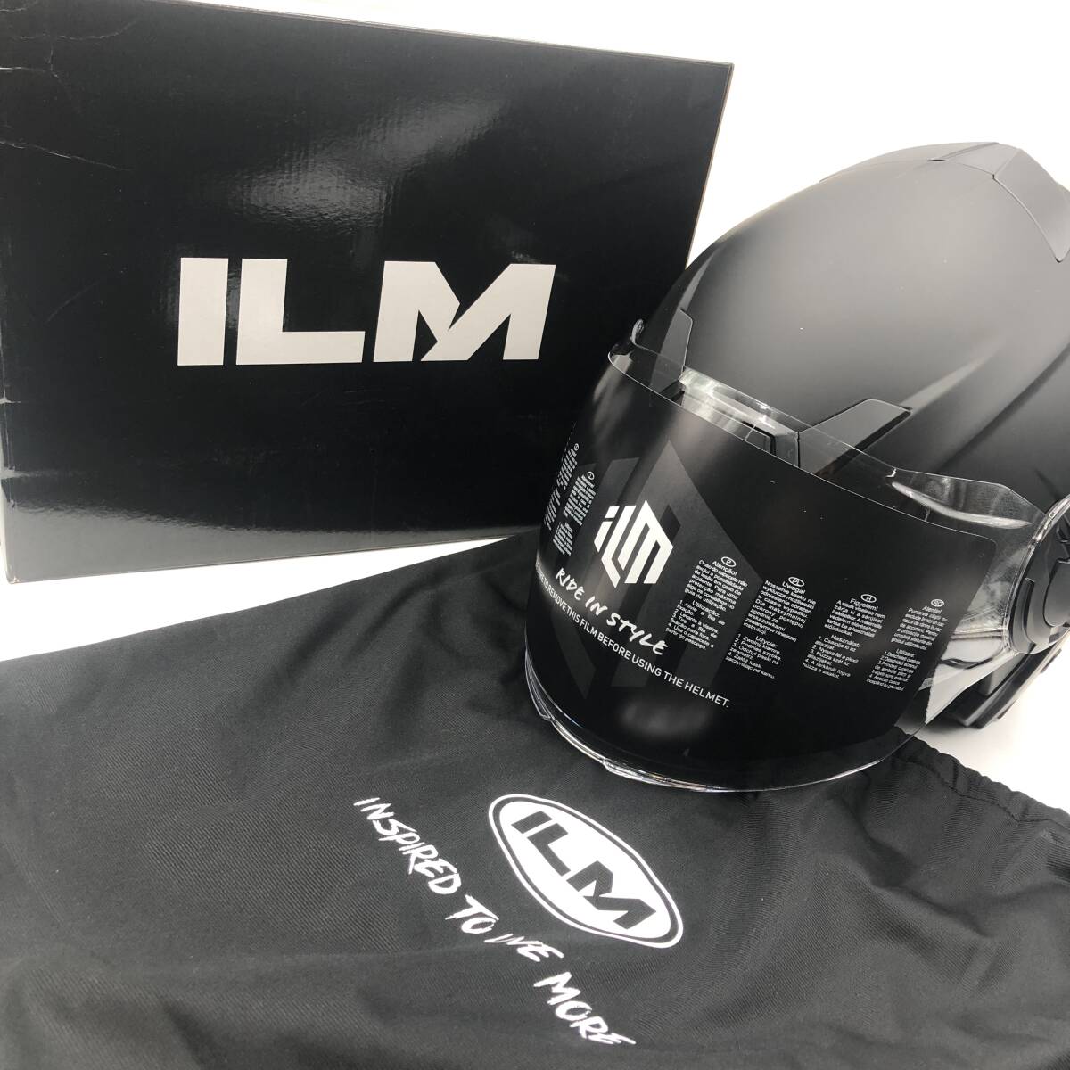 【タグ付き/XL】ILM バイク用 ジェットヘルメット SG/DOT規格 UVカットインナーシールド付き アジアンフィットモデル OP18 /Y31809-B2拍卖