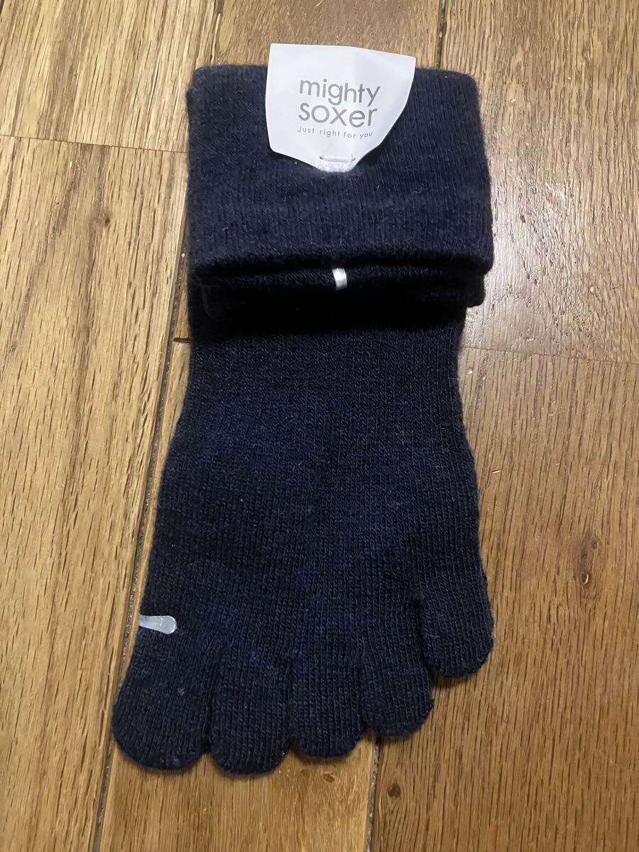 靴下屋 アンゴラ混 ソックス ネイビー 紺色 22〜24cm 5本指拍卖